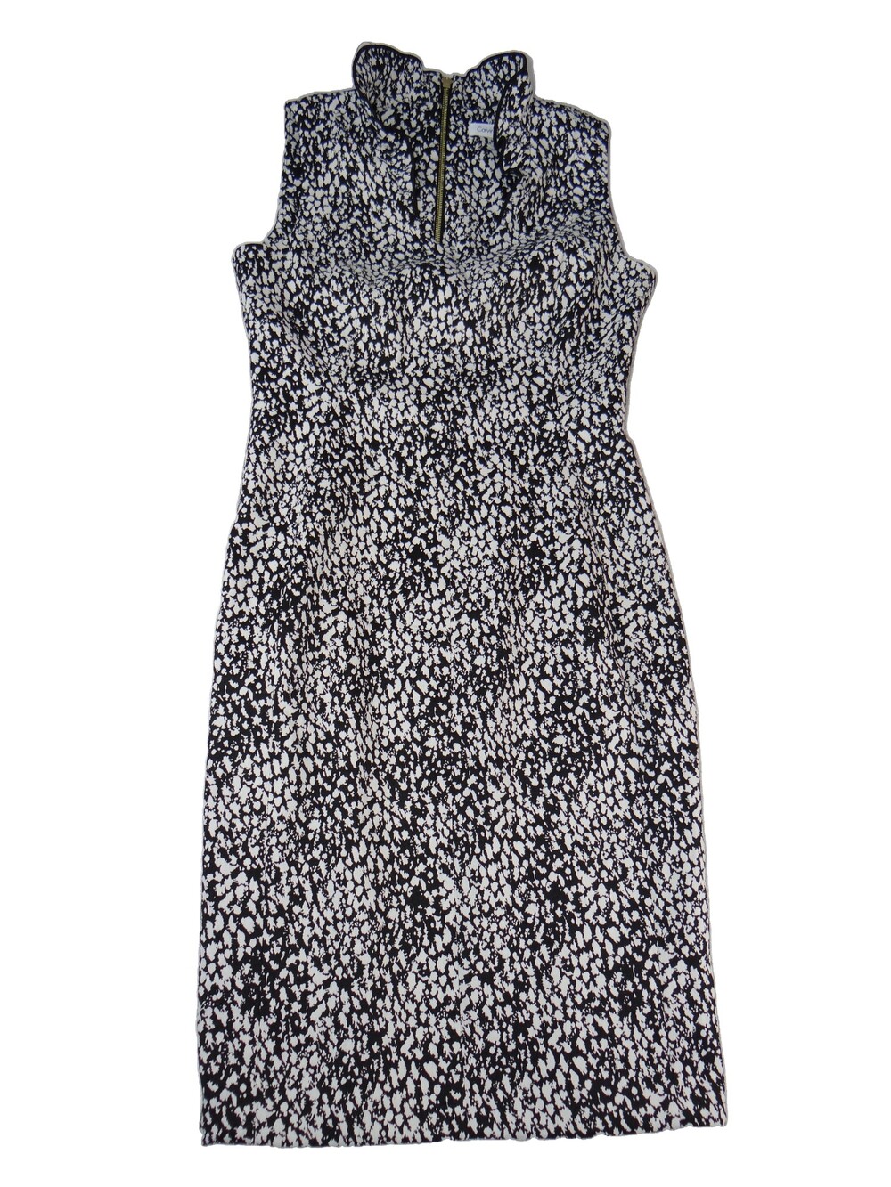 Calvin Klein Small Sleeveless Black Cream Patterned Dress